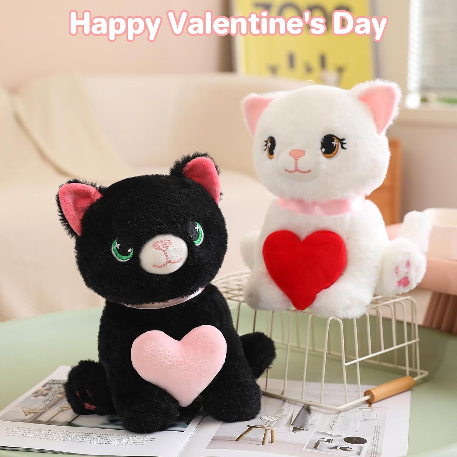10" Cat Plush Toy Cute Heart Cat Stuffed Animal Soft Kitty Plushies
