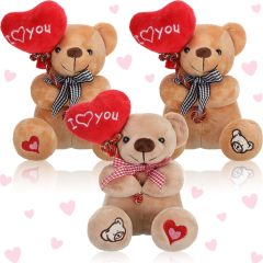 3 Pcs Valentine Gift Stuffed Animals Bears 10 Inch Stuffed Bear with Rose Heart