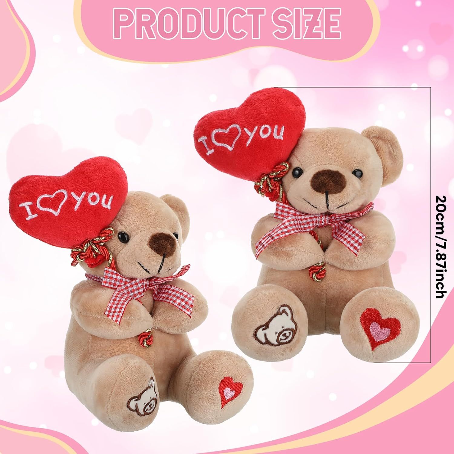 3 Pcs Valentine Gift Stuffed Animals Bears 10 Inch Stuffed Bear with Rose Heart