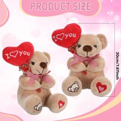 3 Pcs Valentine Gift Stuffed Animals Bears 10 Inch Stuffed Bear with Rose Heart