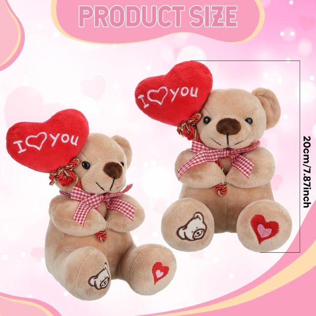 3 Pcs Valentine Gift Stuffed Animals Bears 10 Inch Stuffed Bear with Rose Heart
