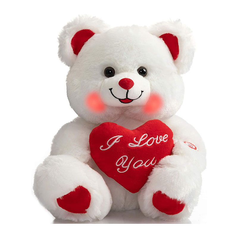 13" Stuffed Teddy Bear Toy with Pink Heart Plush Bear That Says I Love You