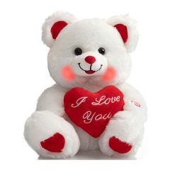 13" Stuffed Teddy Bear Toy with Pink Heart Plush Bear That Says I Love You