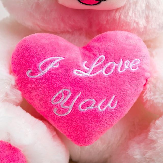 13" Stuffed Teddy Bear Toy with Pink Heart Plush Bear That Says I Love You