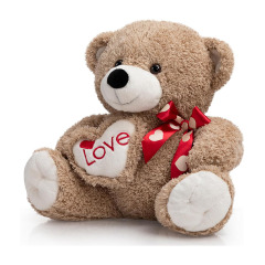 12 Inch Stuffed Animals Plush Toy Teddy Bear with Love Pattern Red Bow