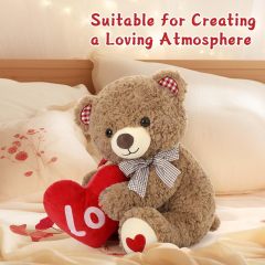 14" Plush Stuffed Bear Toy with Red Love Heart Cuddly Sideways Hugging Love