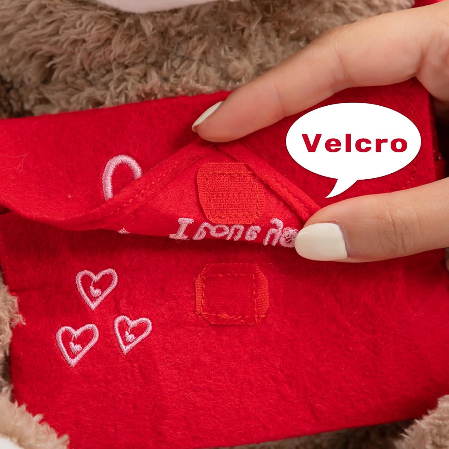 14" Stuffed Animals Plush Toys Teddy Bear with Love Pattern Red Bow Holding Envelope