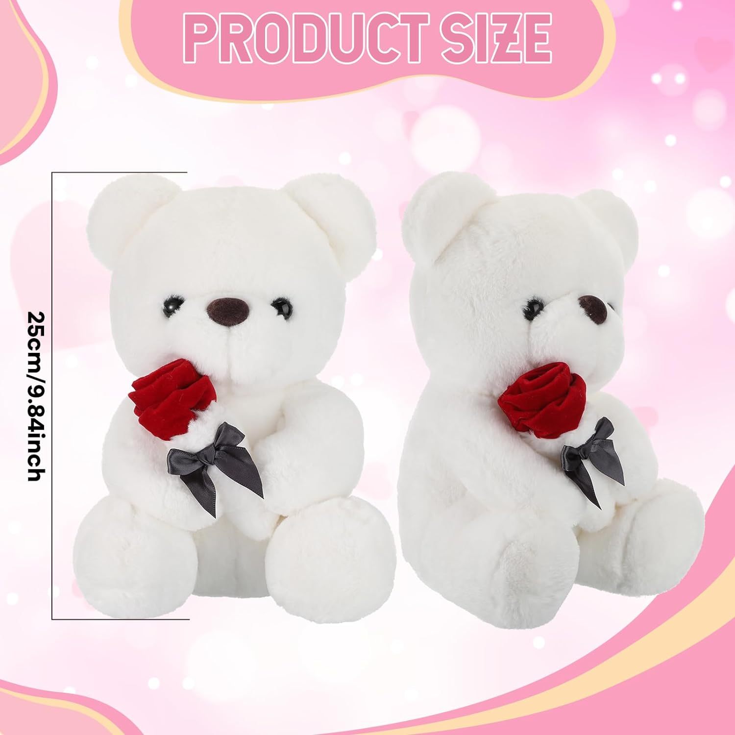 10 Inch Stuffed Bear Plush Toys with Rose Heart
