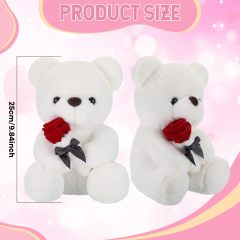 10 Inch Stuffed Bear Plush Toys with Rose Heart