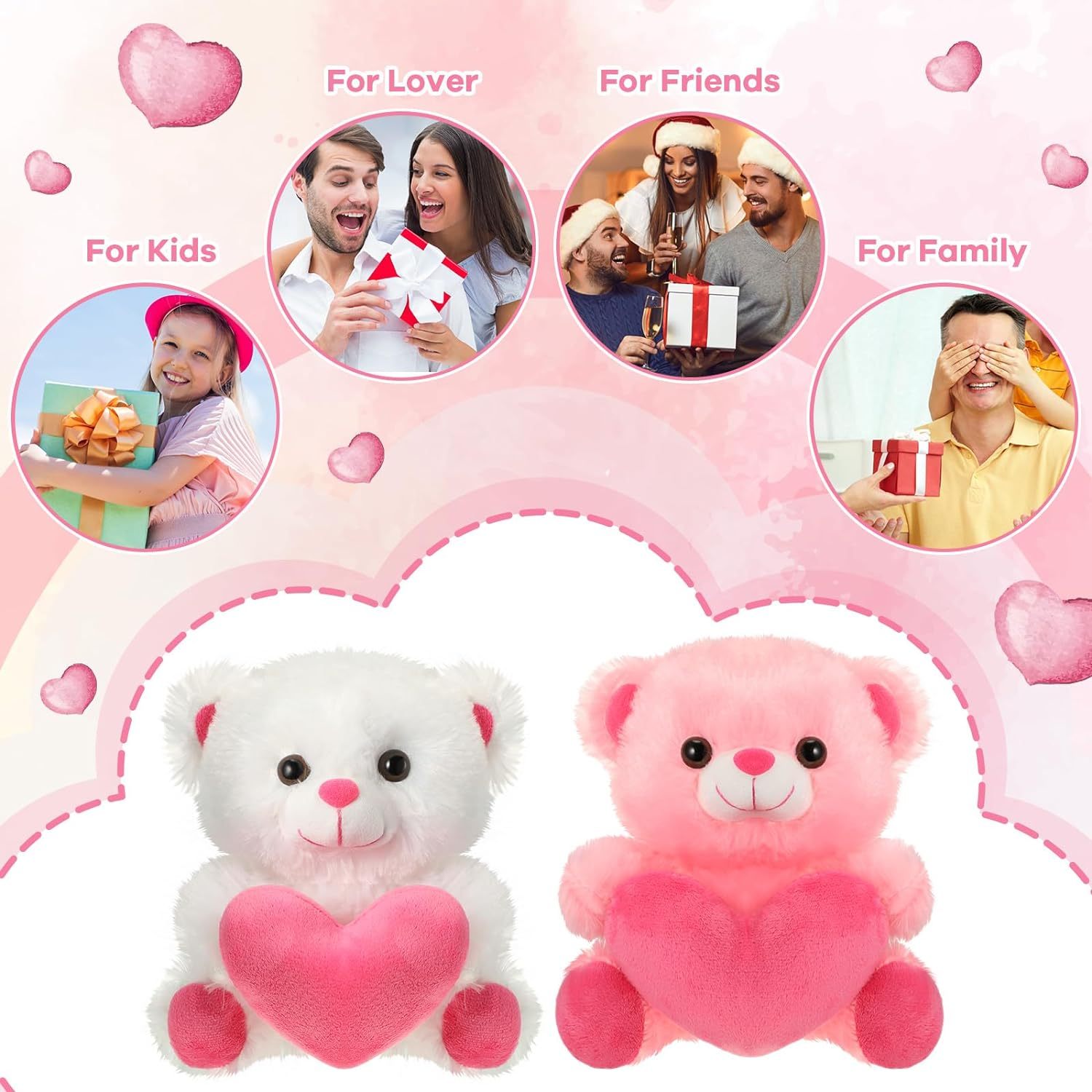 10" Adorable Stuffed Animals Bears Soft Plush Toys for Valentine's Day