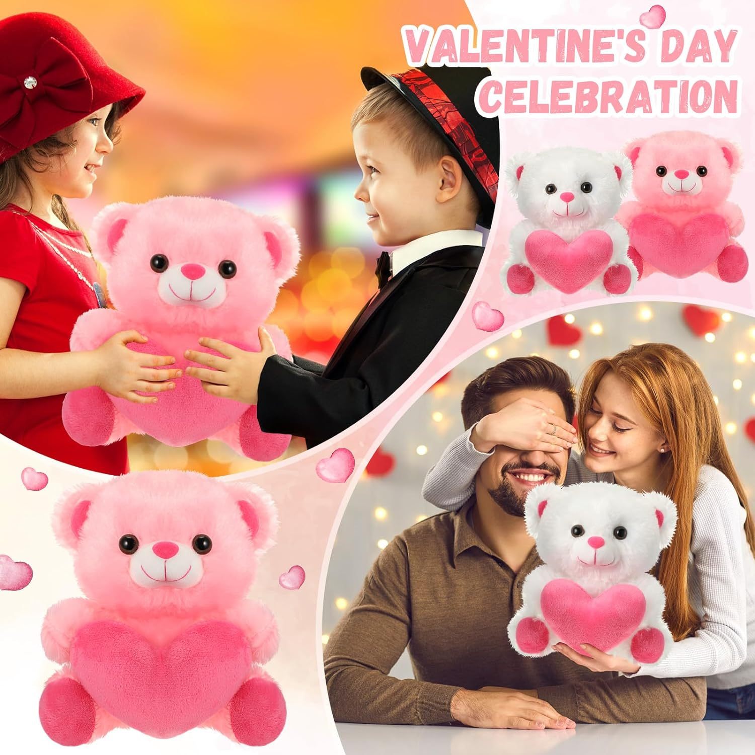 10" Adorable Stuffed Animals Bears Soft Plush Toys for Valentine's Day