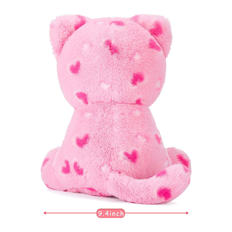 11" Stuffed Cat Animal Love Plush Toy with Hearts and Bow for Valentine Day