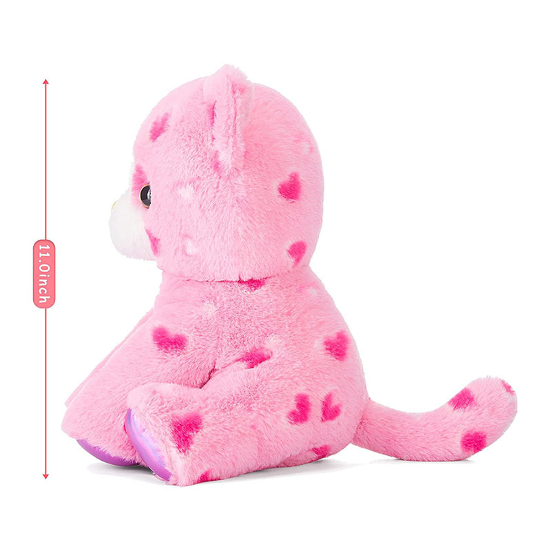 11" Stuffed Cat Animal Love Plush Toy with Hearts and Bow for Valentine Day