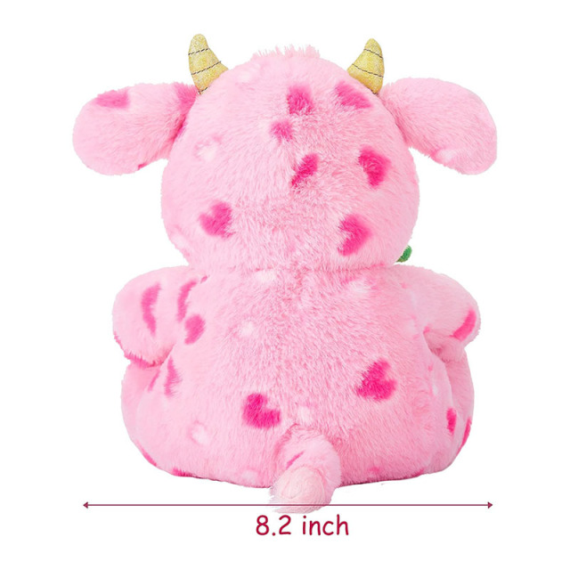 11" Stuffed Cow Animal Love Plush Toy with Hearts and Rose for Valentine Day