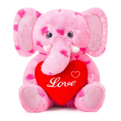 11.8" Stuffed Elephant Animal Love Plush Toy with Heart for Valentine Day