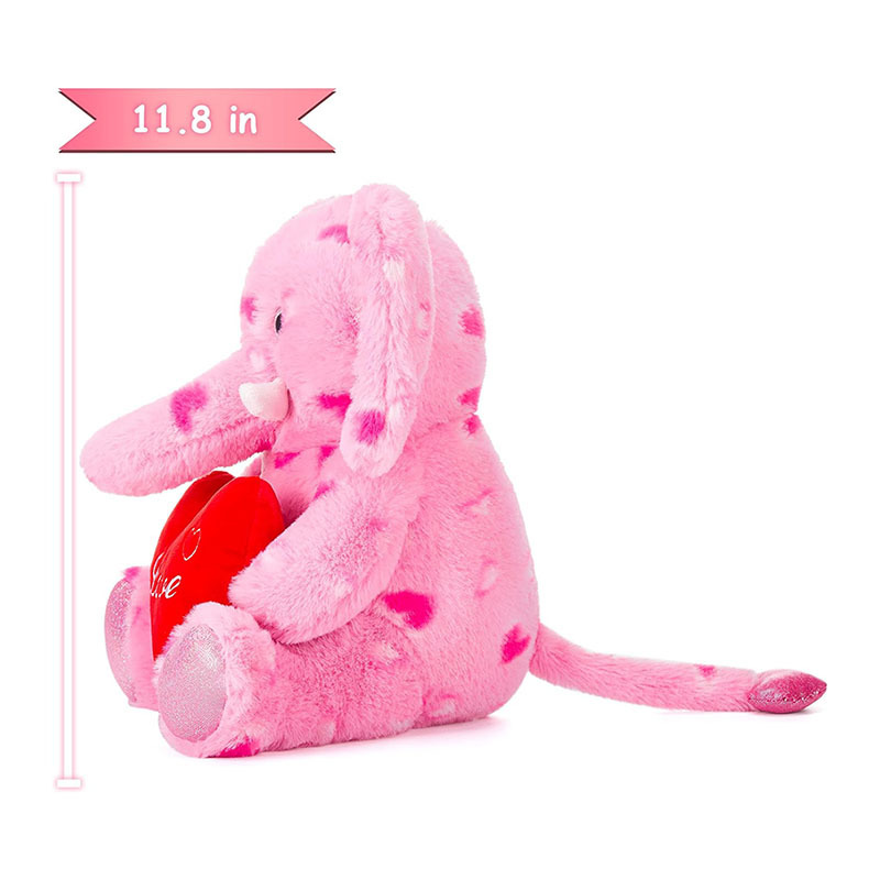 11.8" Stuffed Elephant Animal Love Plush Toy with Heart for Valentine Day