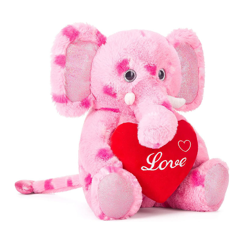 11.8" Stuffed Elephant Animal Love Plush Toy with Heart for Valentine Day