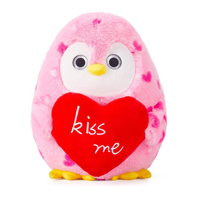 9.8" Stuffed Penguin Animal Love Plush Toy Holding Heart with Kiss Me for Valentine Day