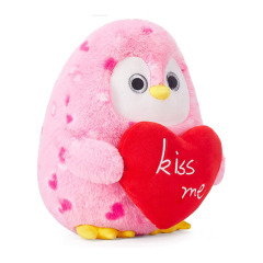 9.8" Stuffed Penguin Animal Love Plush Toy Holding Heart with Kiss Me for Valentine Day