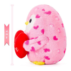 9.8" Stuffed Penguin Animal Love Plush Toy Holding Heart with Kiss Me for Valentine Day