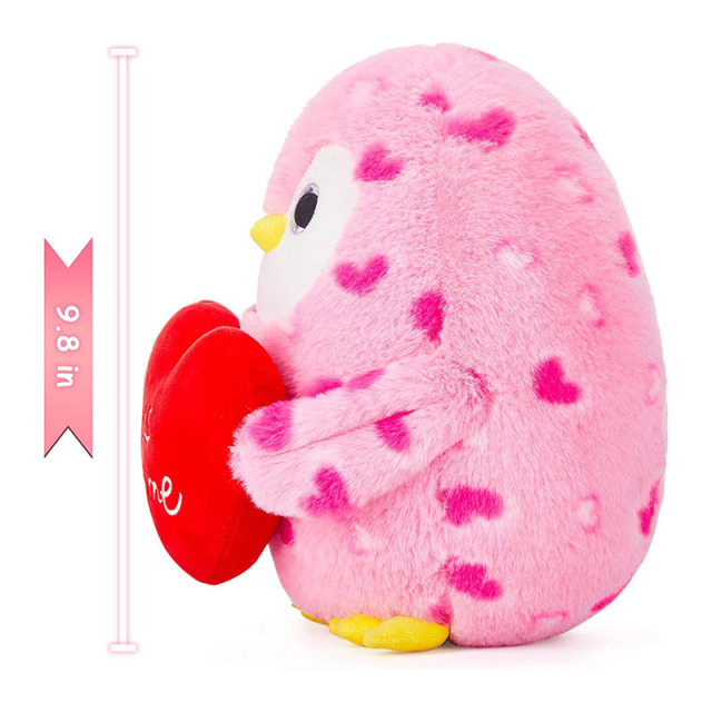 9.8" Stuffed Penguin Animal Love Plush Toy Holding Heart with Kiss Me for Valentine Day