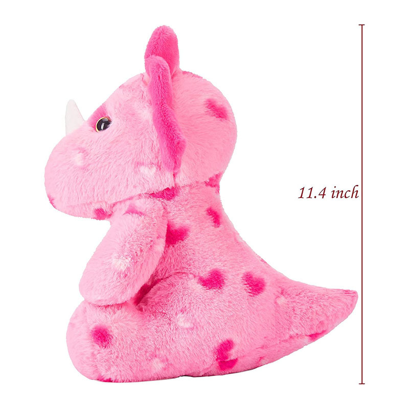 11.4" Stuffed Dinosaur Animal Love Triceratops Plush Toy with Hearts for Valentine Day