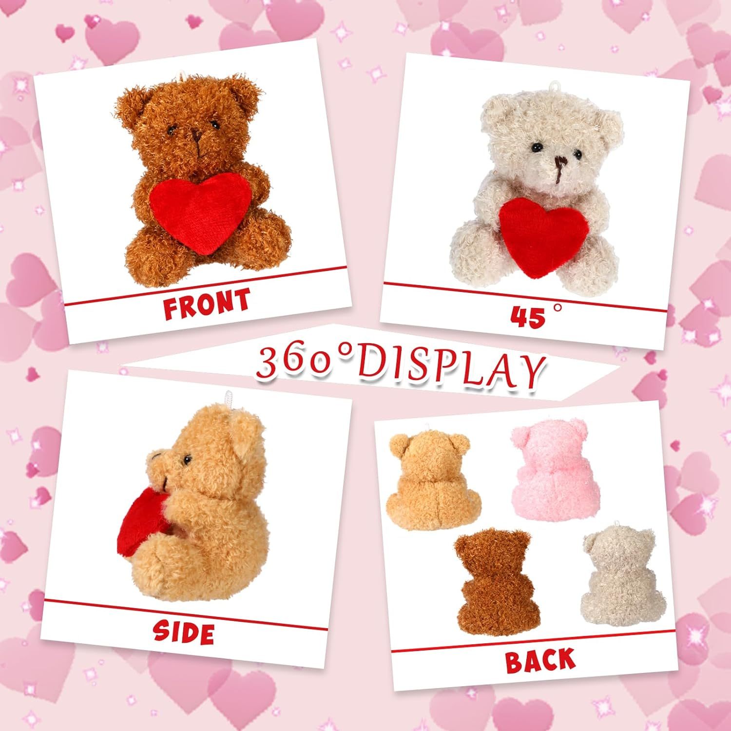 4.8" Valentine Animals Bear with Heart Mini Bear Plush Toys