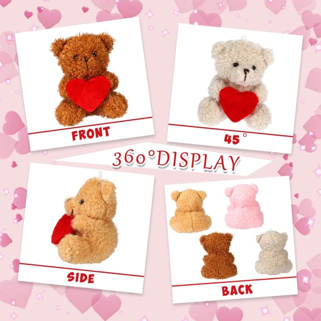 4.8" Valentine Animals Bear with Heart Mini Bear Plush Toys