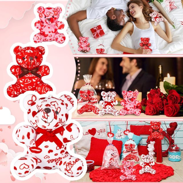 Valentines Day Plush Bear Mini Stuffed Bears Toywith Heart Pattern