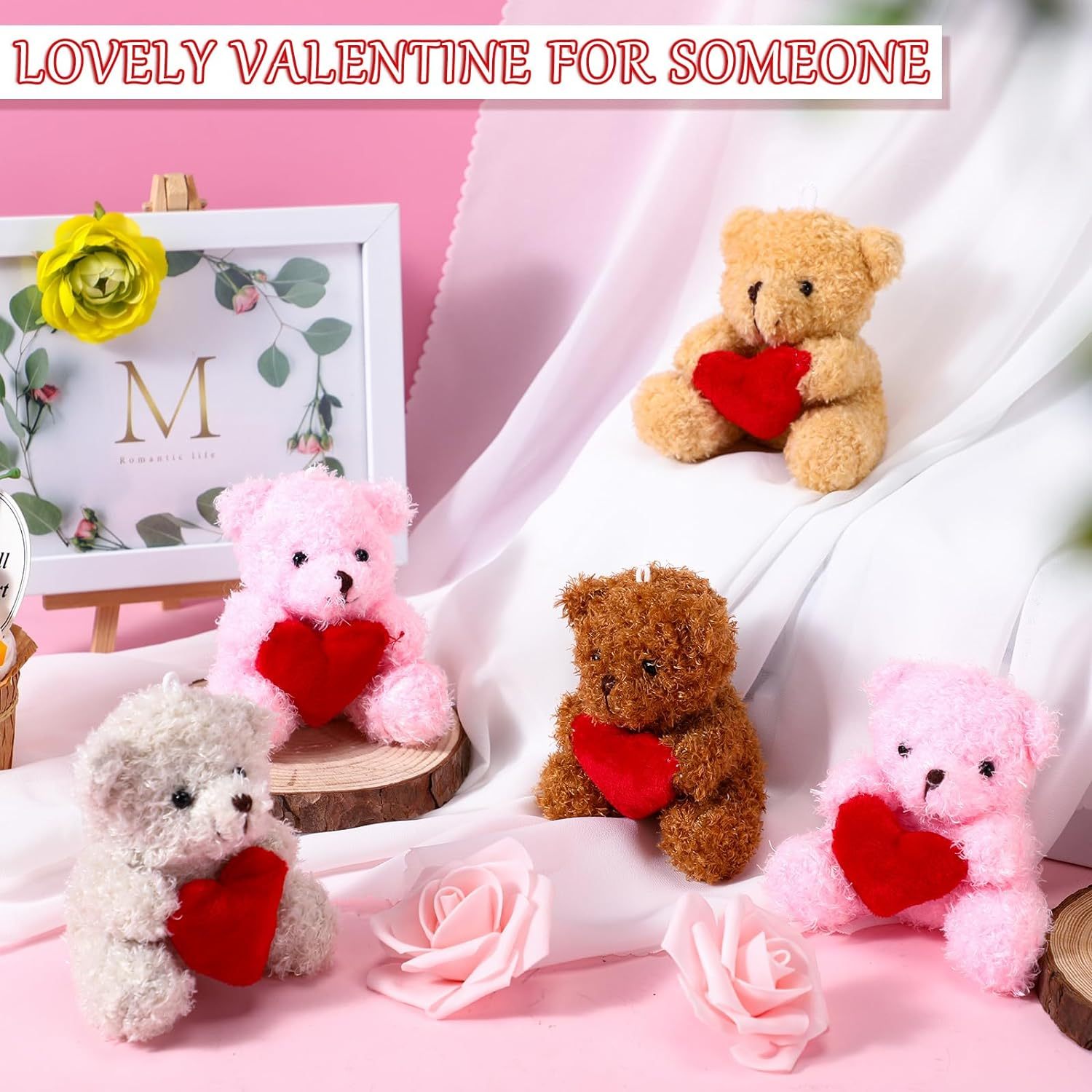 4.8" Valentine Animals Bear with Heart Mini Bear Plush Toys