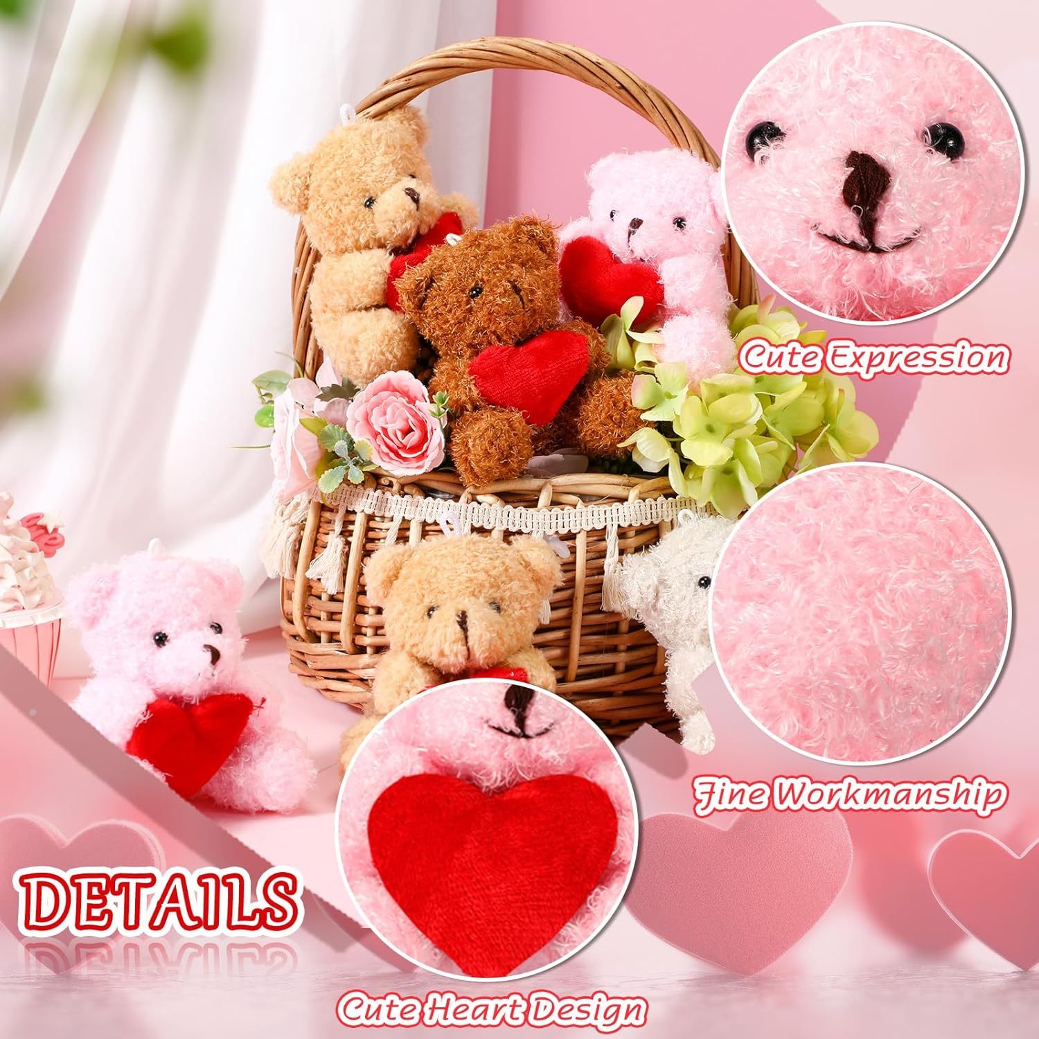 4.8" Valentine Animals Bear with Heart Mini Bear Plush Toys