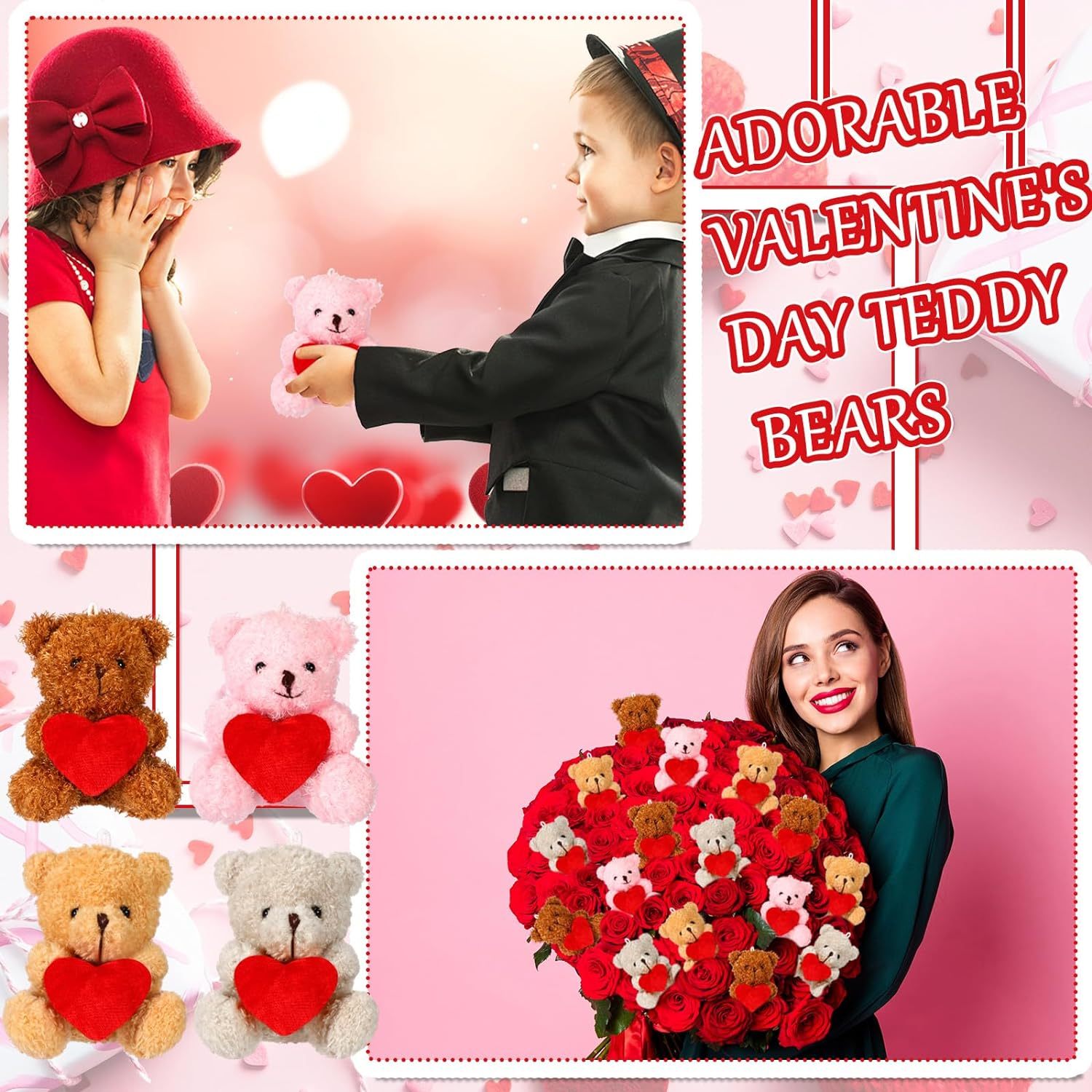 4.8" Valentine Animals Bear with Heart Mini Bear Plush Toys
