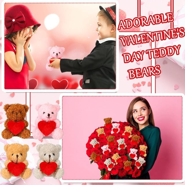 4.8" Valentine Animals Bear with Heart Mini Bear Plush Toys