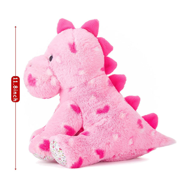 11.8" Stuffed Dinosaur Animal Love Plush Toy with Hearts Bow for Valentine Day