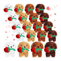 Valentine Animals Dog with Rose Mini Puppy Plushie Gifts
