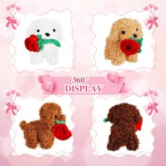 Valentine Animals Dog with Rose Mini Puppy Plushie Gifts