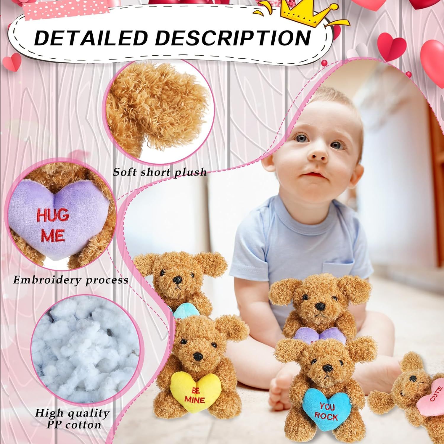 Valentines Day Stuffed Animals Bear Plush Toys with Holding Heart