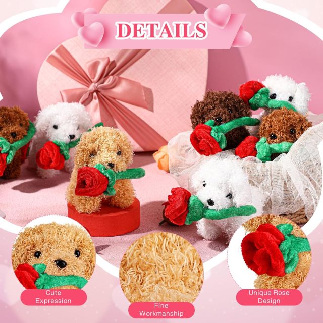 Valentine Animals Dog with Rose Mini Puppy Plushie Gifts