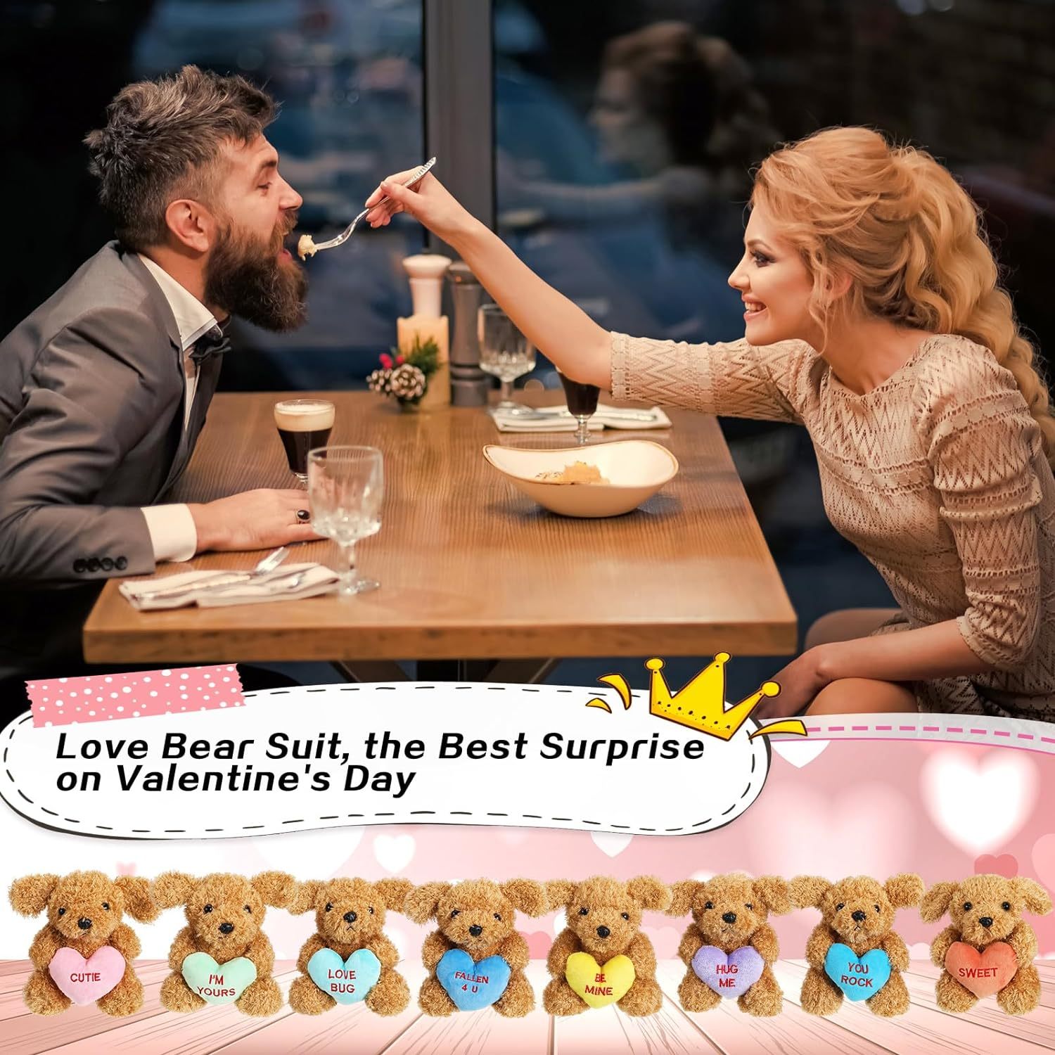 Valentines Day Stuffed Animals Bear Plush Toys with Holding Heart