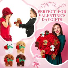 Valentine Animals Dog with Rose Mini Puppy Plushie Gifts