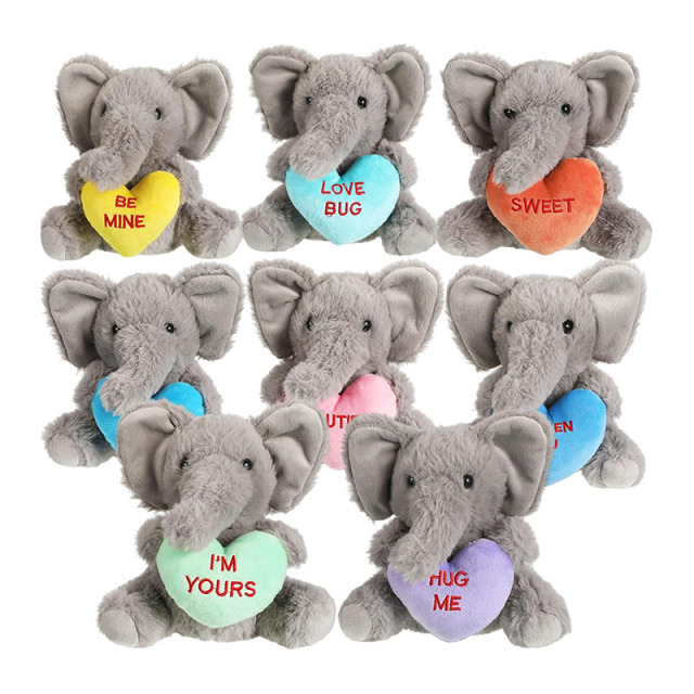 Valentines Day Stuffed Animals Bulk Elephant Plush Toys with Holding Heart