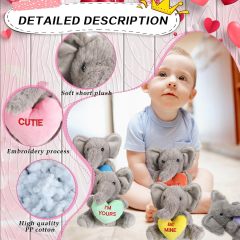 Valentines Day Stuffed Animals Bulk Elephant Plush Toys with Holding Heart