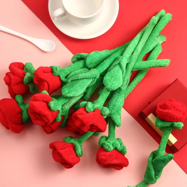 Flower Stuffed Rose Flower Bendable Stems Plush Toy