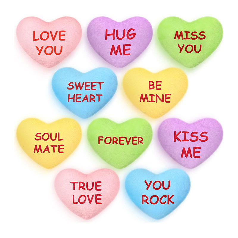 6" Plush Conversation Hearts Stuffed Valentines Day Heart Throw Cushion Toys