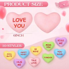 6" Plush Conversation Hearts Stuffed Valentines Day Heart Throw Cushion Toys