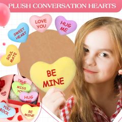 6" Plush Conversation Hearts Stuffed Valentines Day Heart Throw Cushion Toys