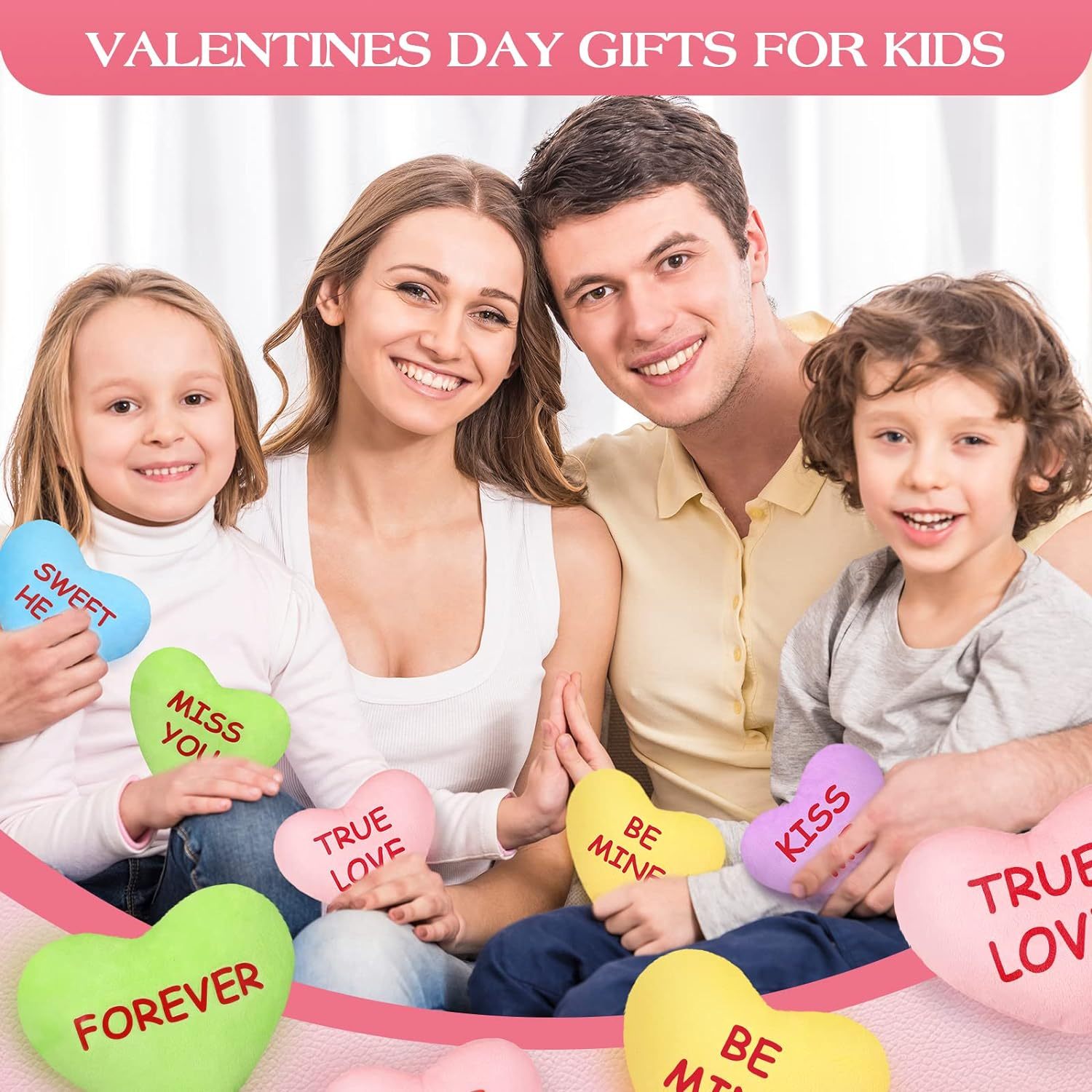 6" Plush Conversation Hearts Stuffed Valentines Day Heart Throw Cushion Toys