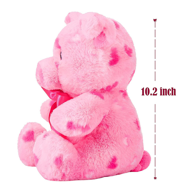 10.2" Stuffed Pig Animal Love Plush Toy with Hearts and Bow for Valentine Day