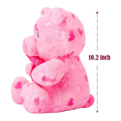 10.2" Stuffed Pig Animal Love Plush Toy with Hearts and Bow for Valentine Day