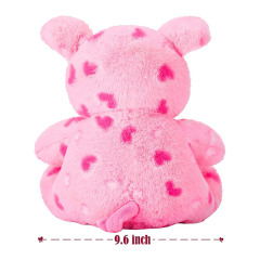 10.2" Stuffed Pig Animal Love Plush Toy with Hearts and Bow for Valentine Day